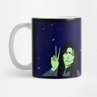 Alien chick peace out Mug